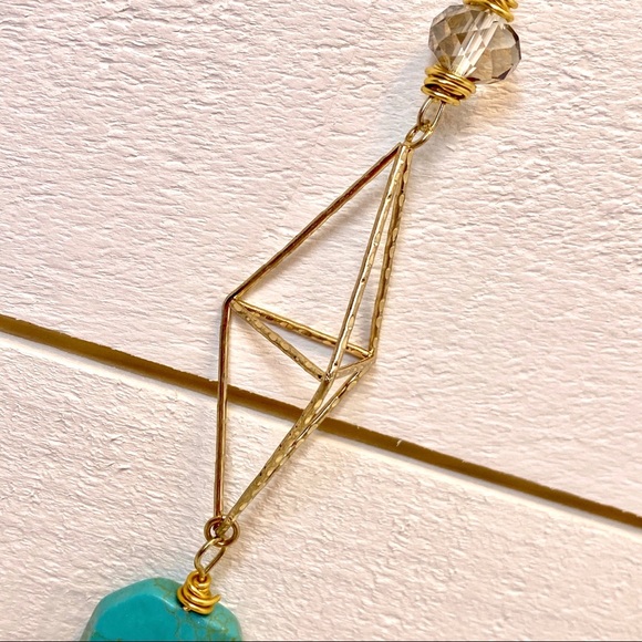 Stunning Long Boho Geometric Necklace Rhinestone - Picture 2 of 6